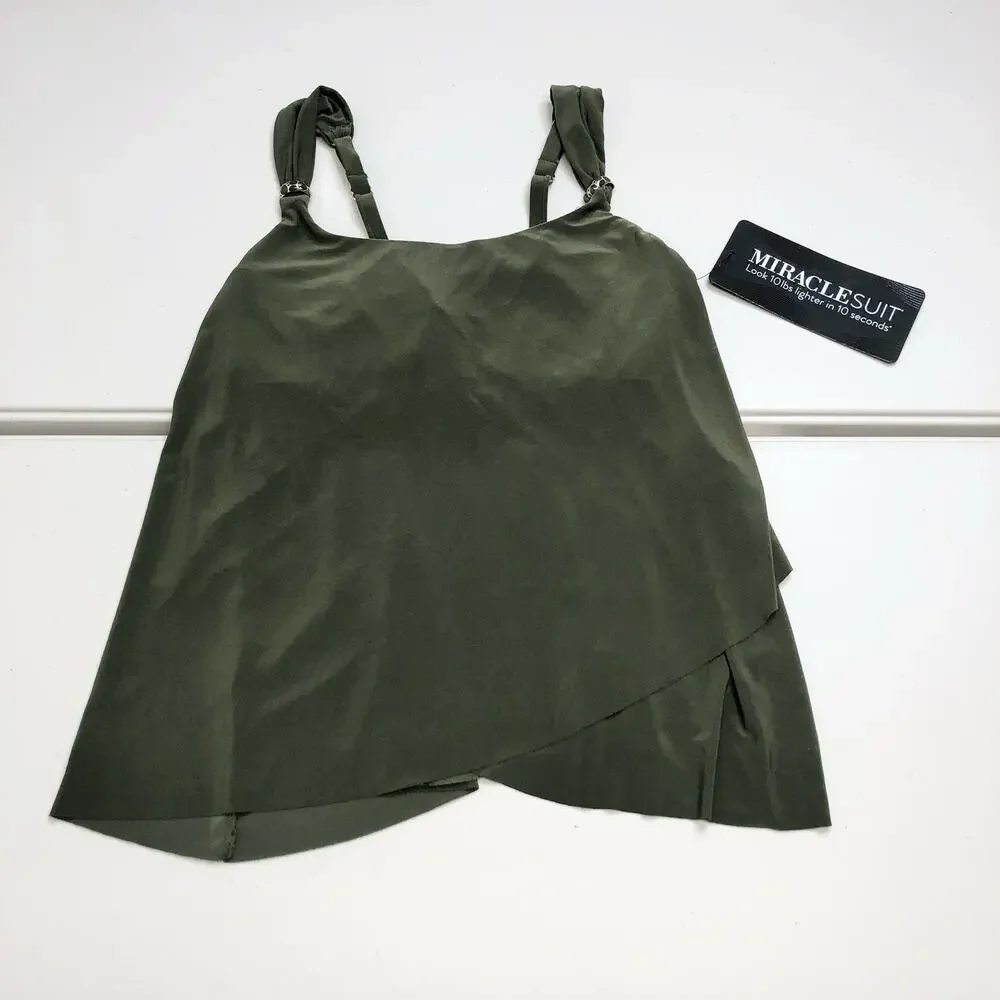 Miraclesuit Sz 8 Green Razzle Dazzle Tankini Top Swimsuit Underwire Slimming - Picture 1 of 11